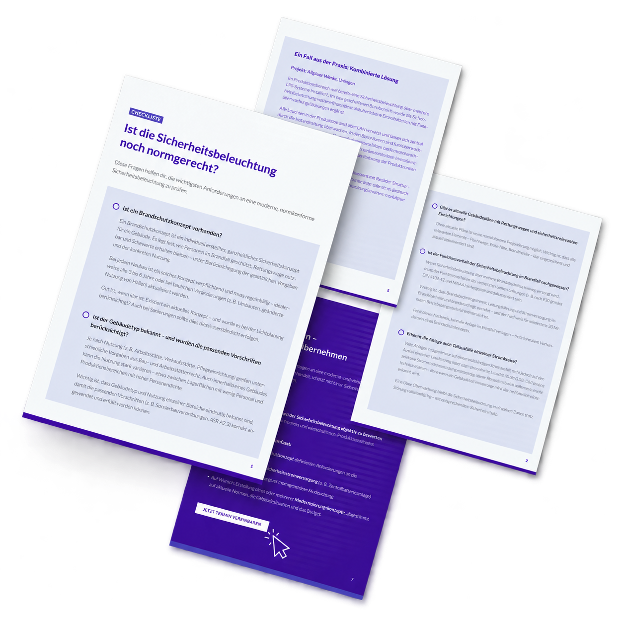 Four overlapping checklist sheets cutout